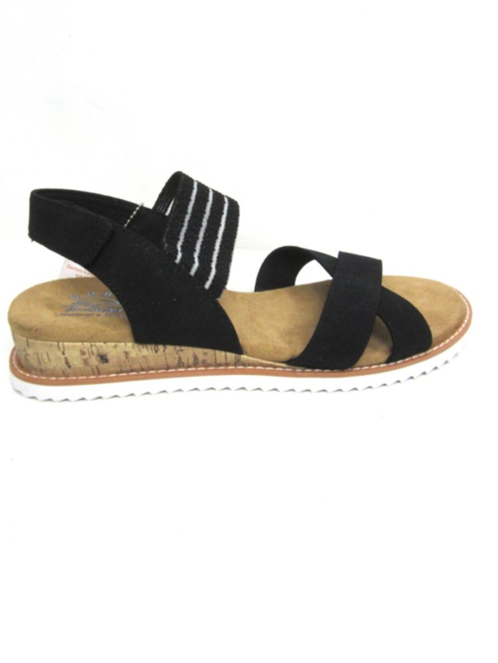 BOBS from Skechers Size 10 NEW Desert Kiss Shore Enough Wedge Sandal Black Cork - Picture 6 of 6